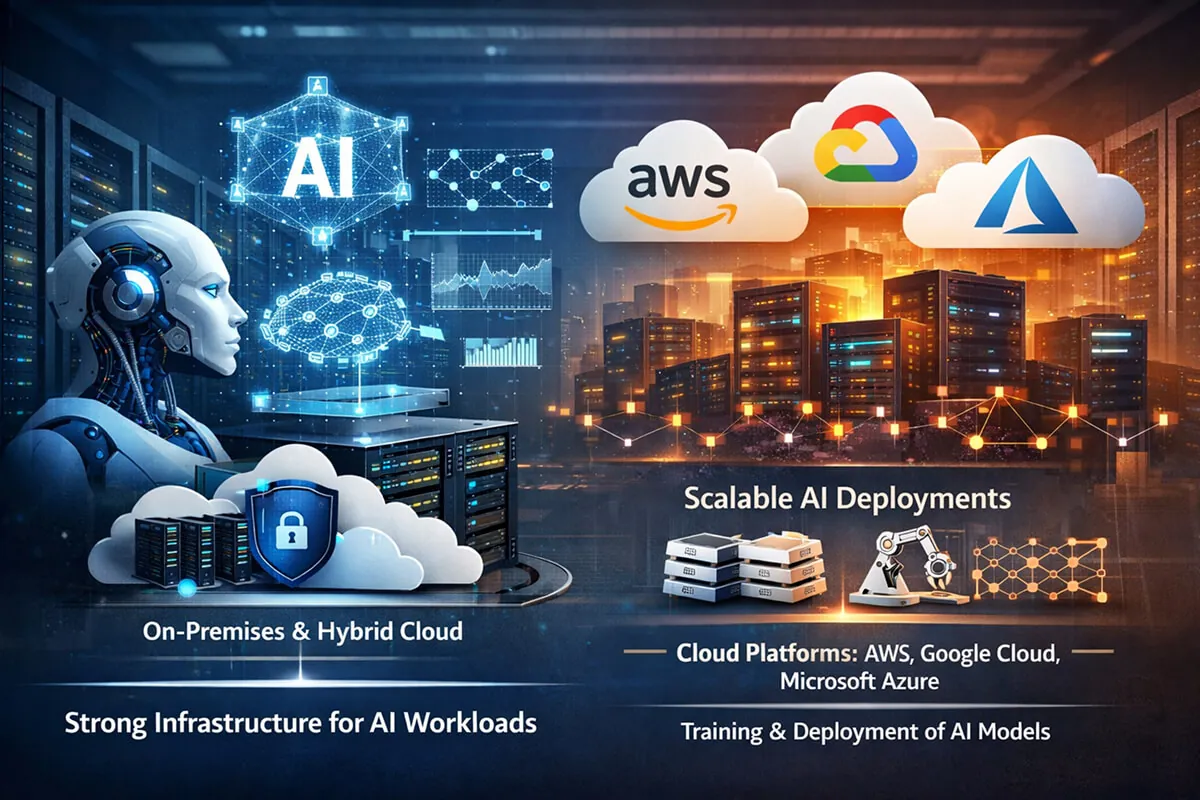 Infrastructure for AI workloads: on-premises and hybrid cloud alongside scalable deployments on AWS, Google Cloud and Microsoft Azure