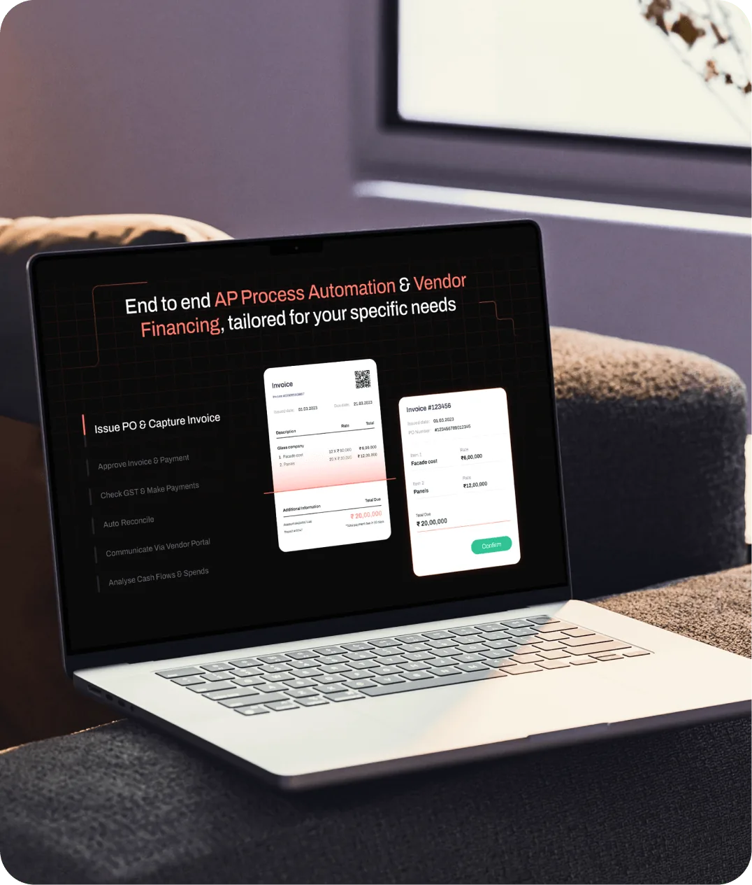 Cashflo AP automation interface on a laptop