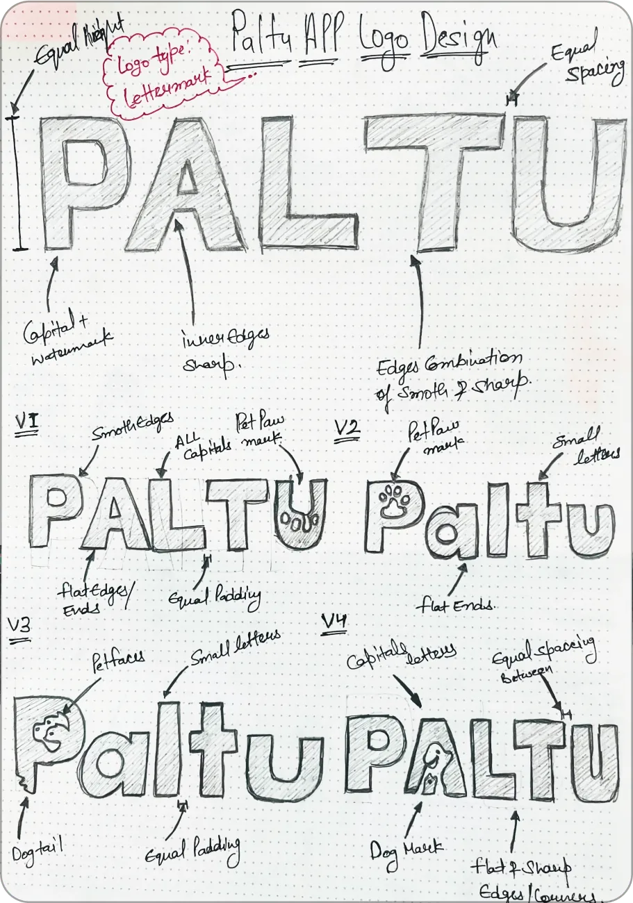 Paltu logo and wordmark studies