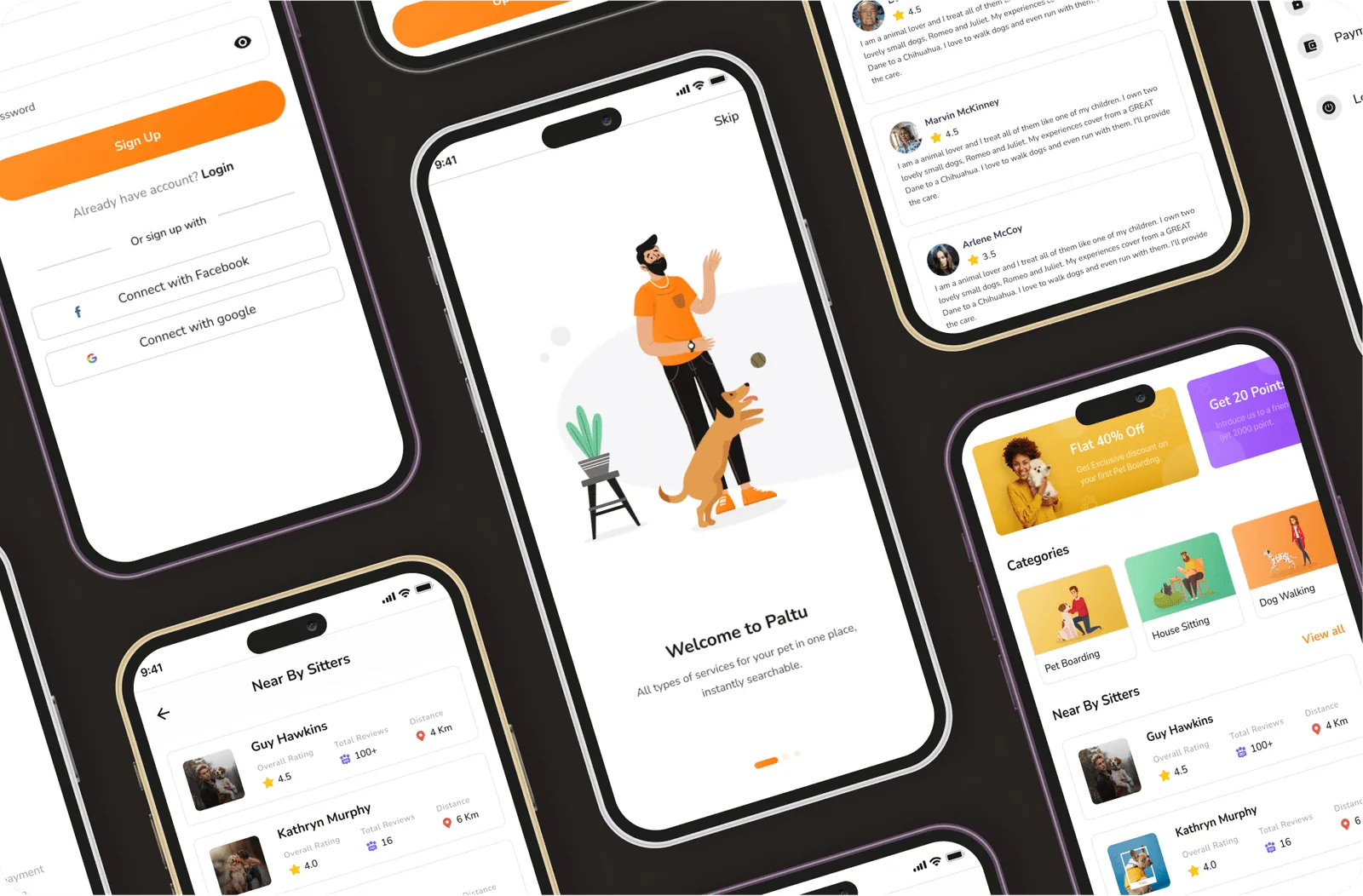 Paltu pet service booking screens