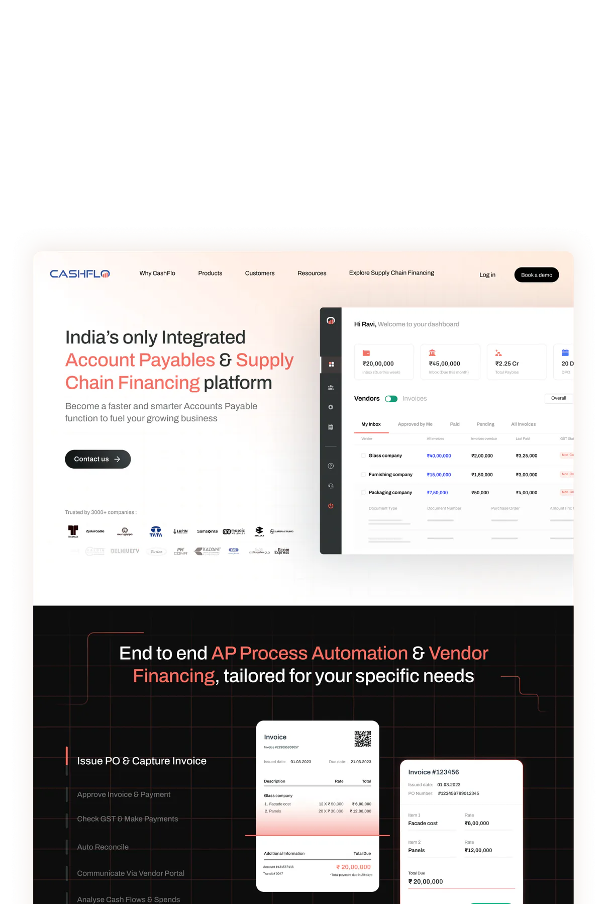 Cashflo supply chain financing platform built by PixlerLab